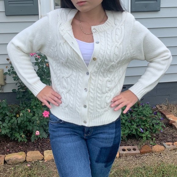 White Button Up Dressbarn Sweater - Picture 9 of 13